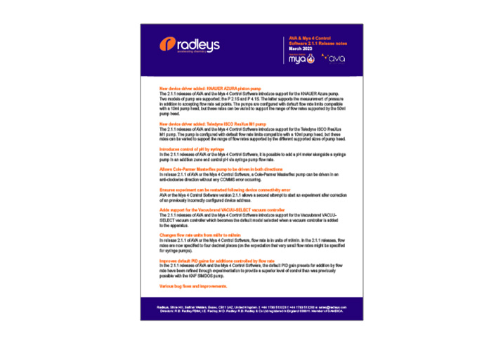 Mya 4 & AVA 2.1.1 Software Release Notes